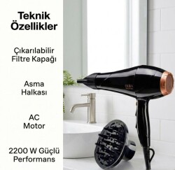 Olika Mira 2200 W Ac Motor Difüzörlü Saç Kurutma Makinası, Fön Makinası - 2